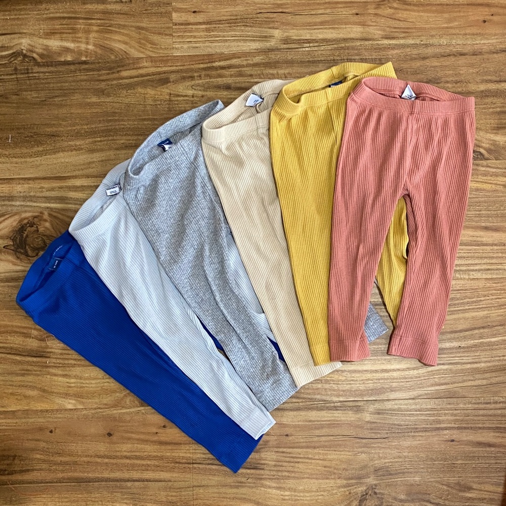 Old Navy Kids Ribbed Leggings - Blue, Gray, Cream, Yellow, Pink